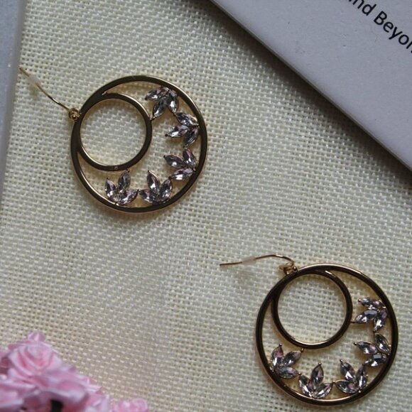 I.n.c. Gold-Tone Crystal Drop Hoop Earrings - Picture 3 of 6